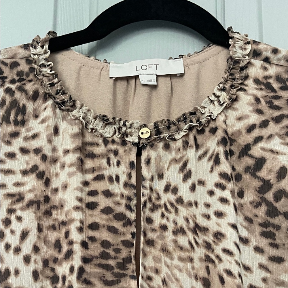 LOFT Animal Print Ruffle Dress - Picture 8 of 8